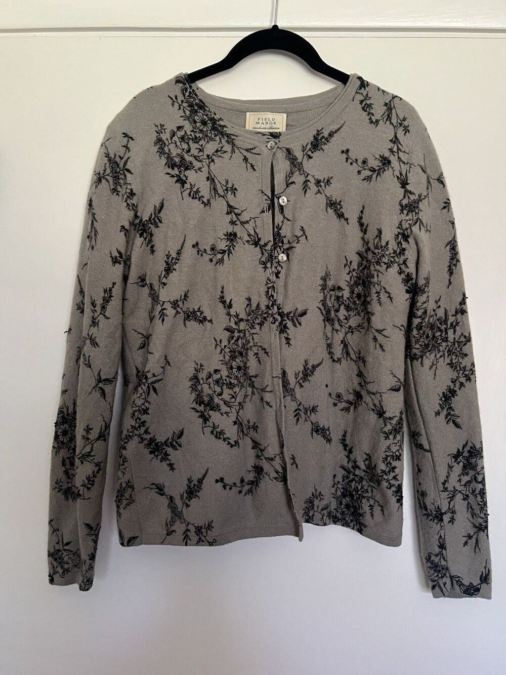 VTG Field Manor Lambswool Angora Sweater Set Beaded Floral Modern Classics Sz M